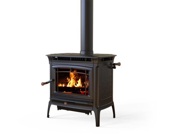 Woodstove Hearth Stone Manchester Tru Hybrid Brown Enamel Left Hand Side Load